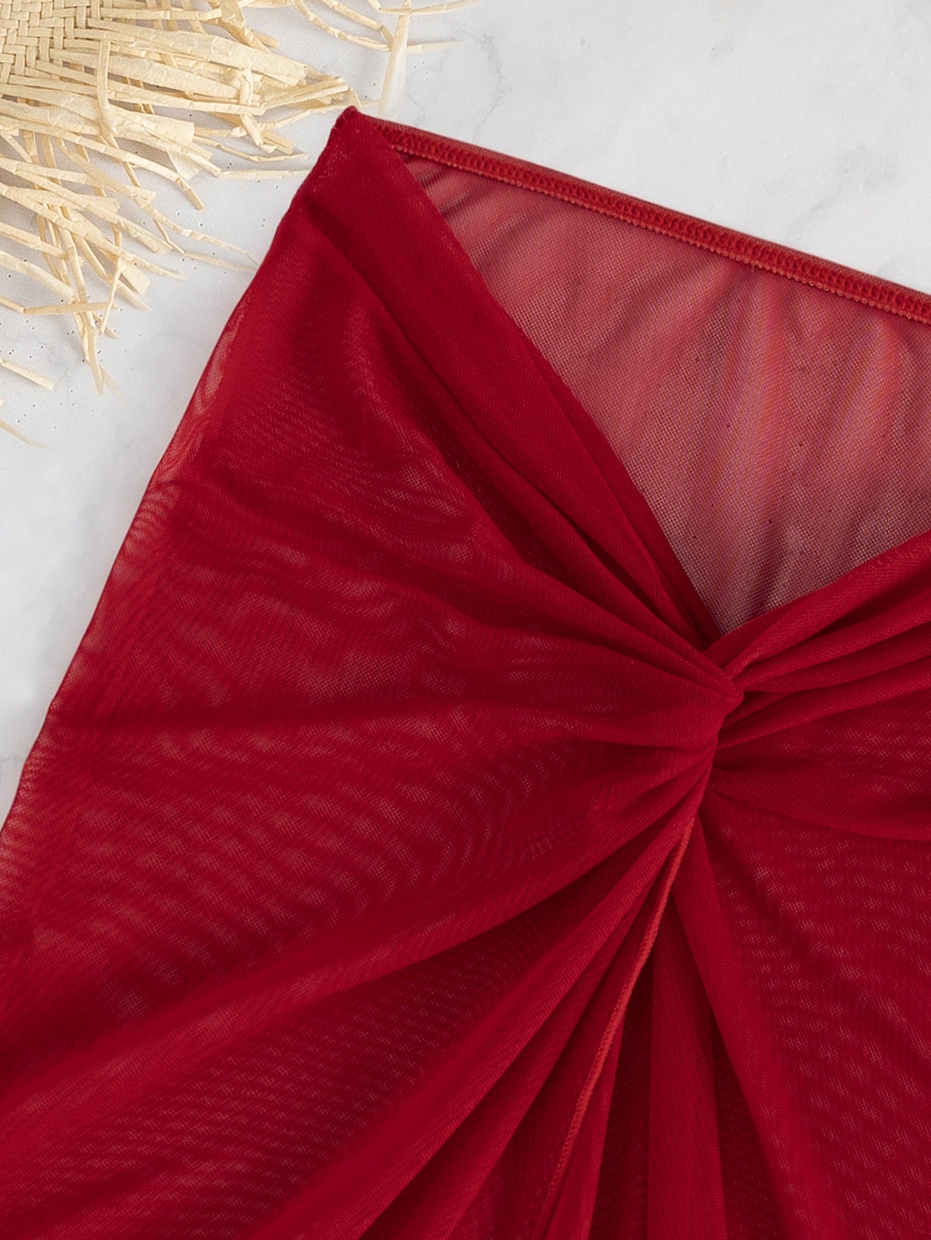 Conjunto Praia Biquíni Com Saia Longa Transparente Drapeada