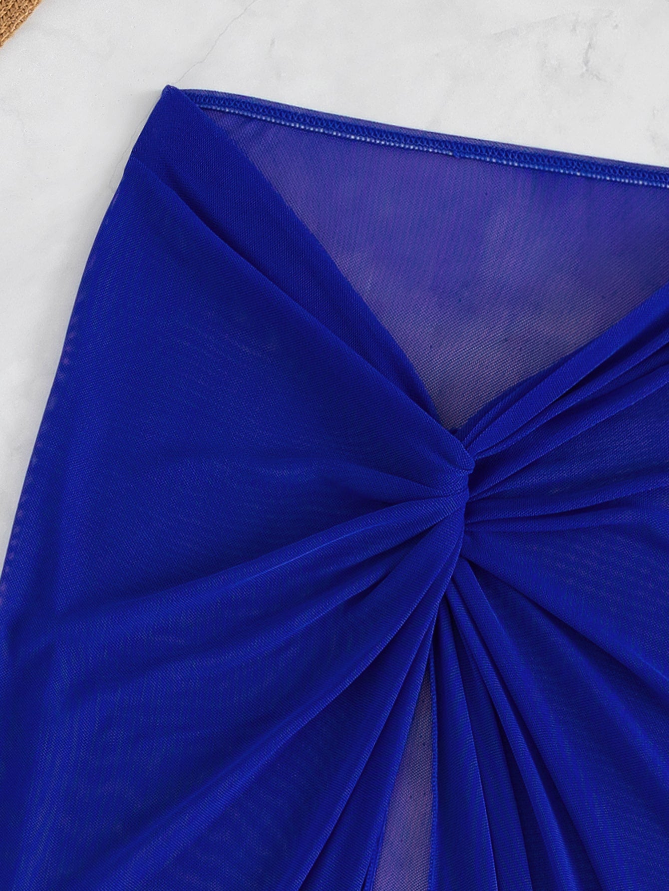 Conjunto Praia Biquíni Com Saia Longa Transparente Drapeada