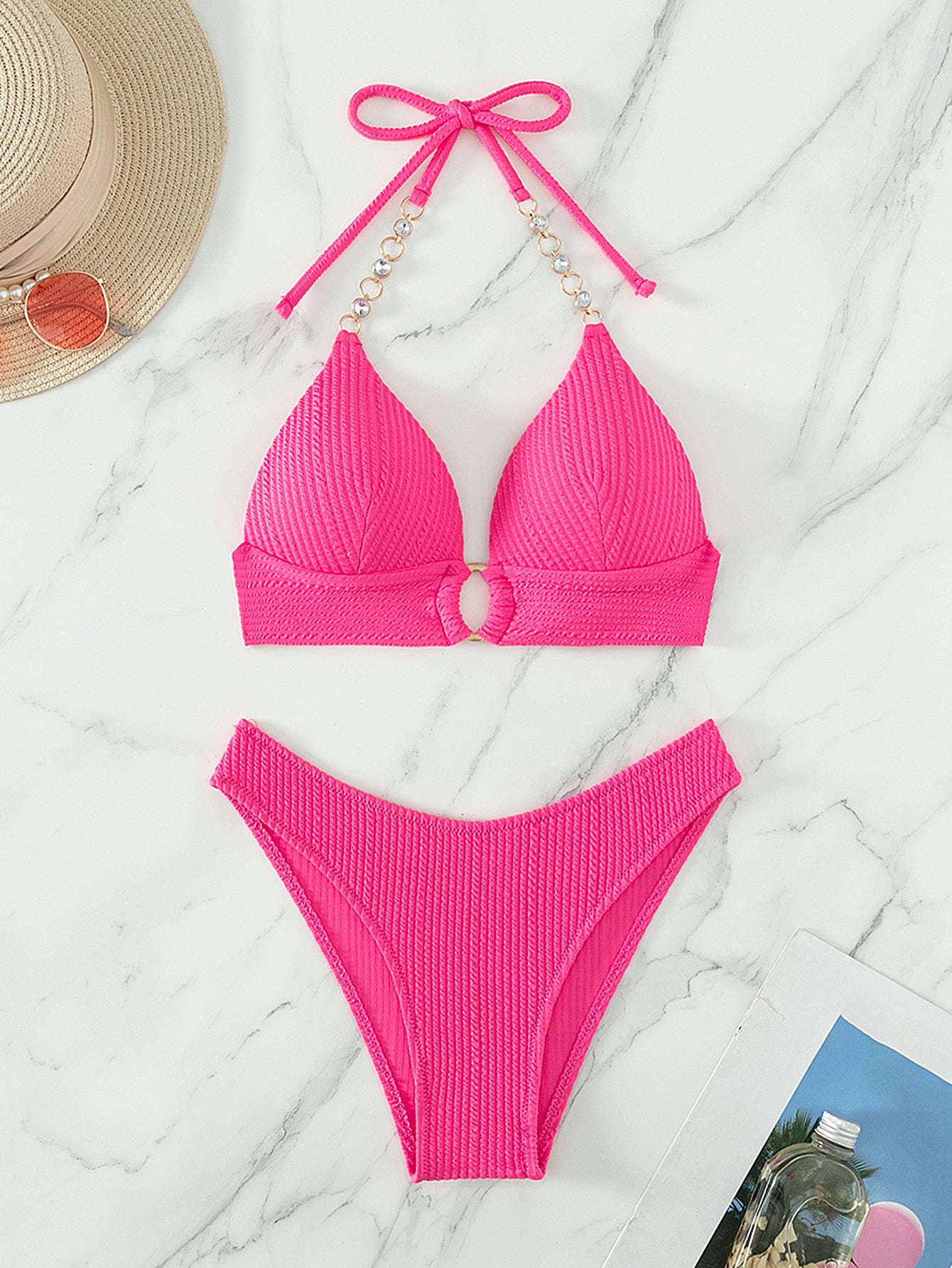 Biquíni Meia Taça Underwire Canelado Com Argola