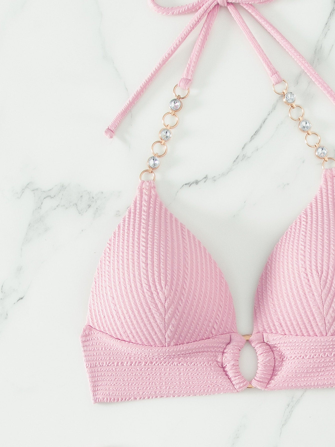 Biquíni Meia Taça Underwire Canelado Com Argola