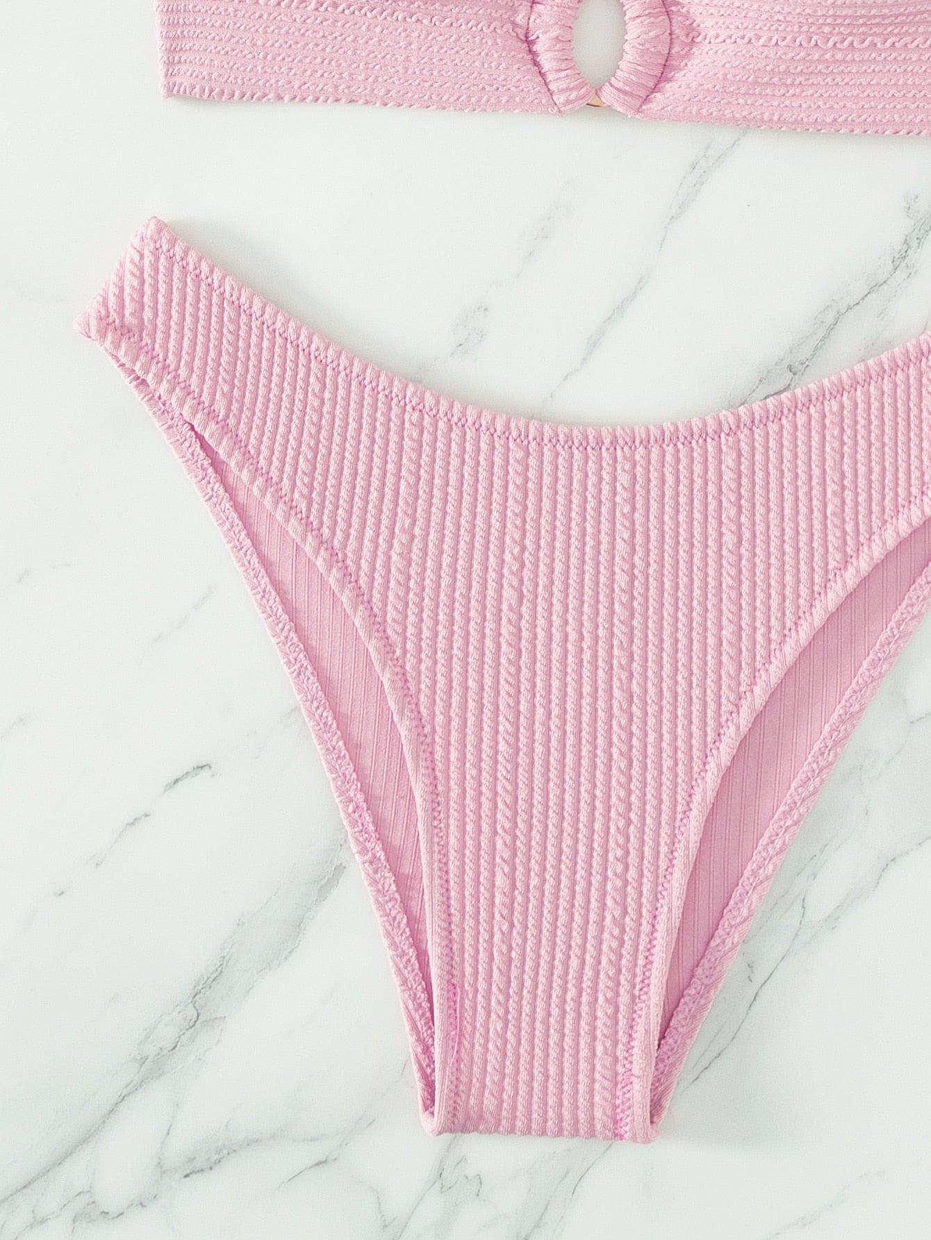 Biquíni Meia Taça Underwire Canelado Com Argola
