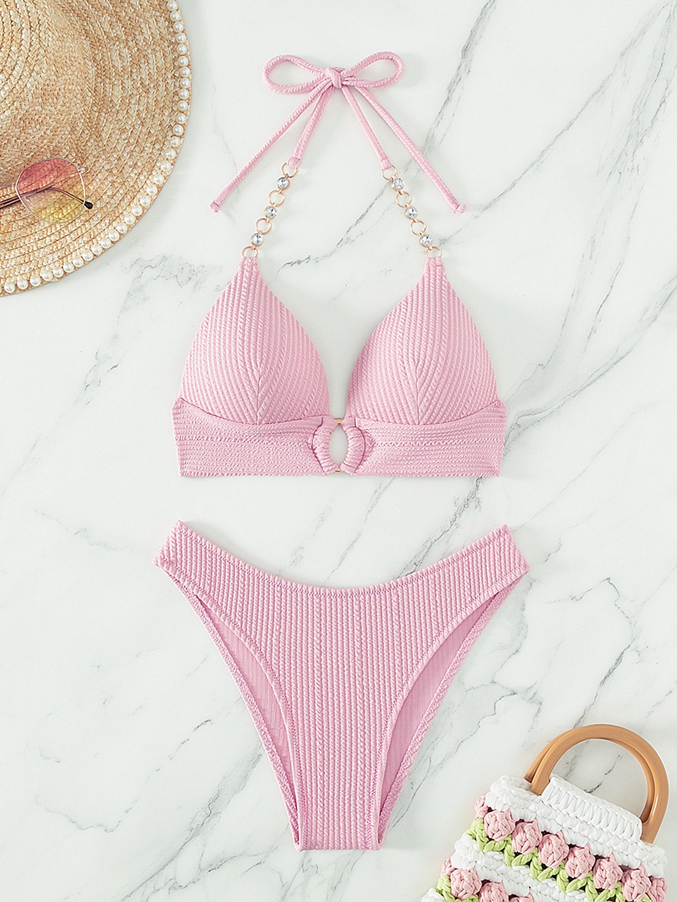 Biquíni Meia Taça Underwire Canelado Com Argola