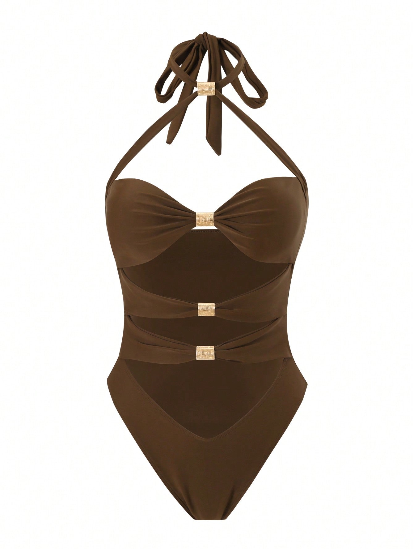 Maiô Monokini Com Recortes E Detalhes De Argolas