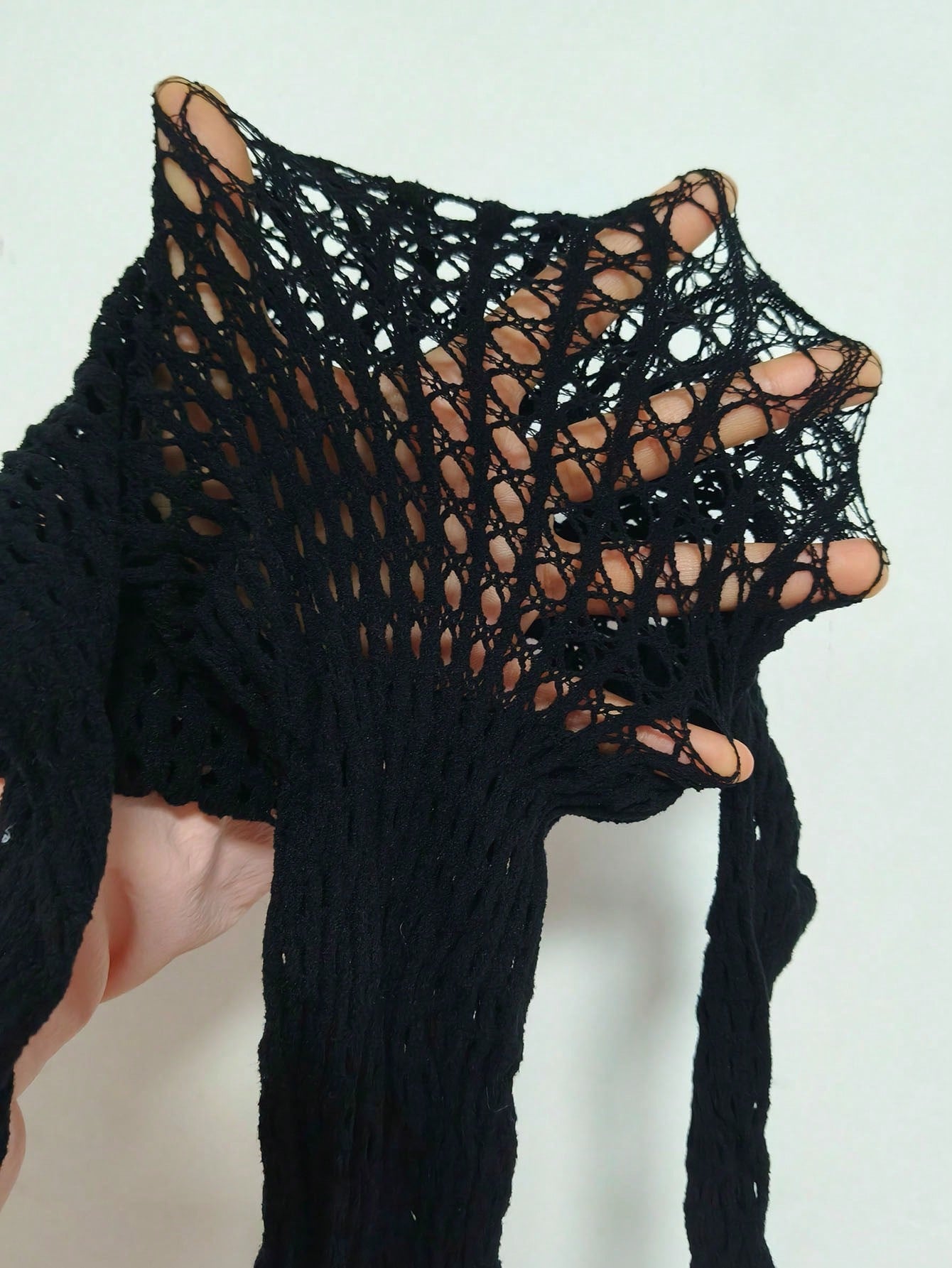 Saída De Praia Vestido Manga Longa Em Tela Vazada