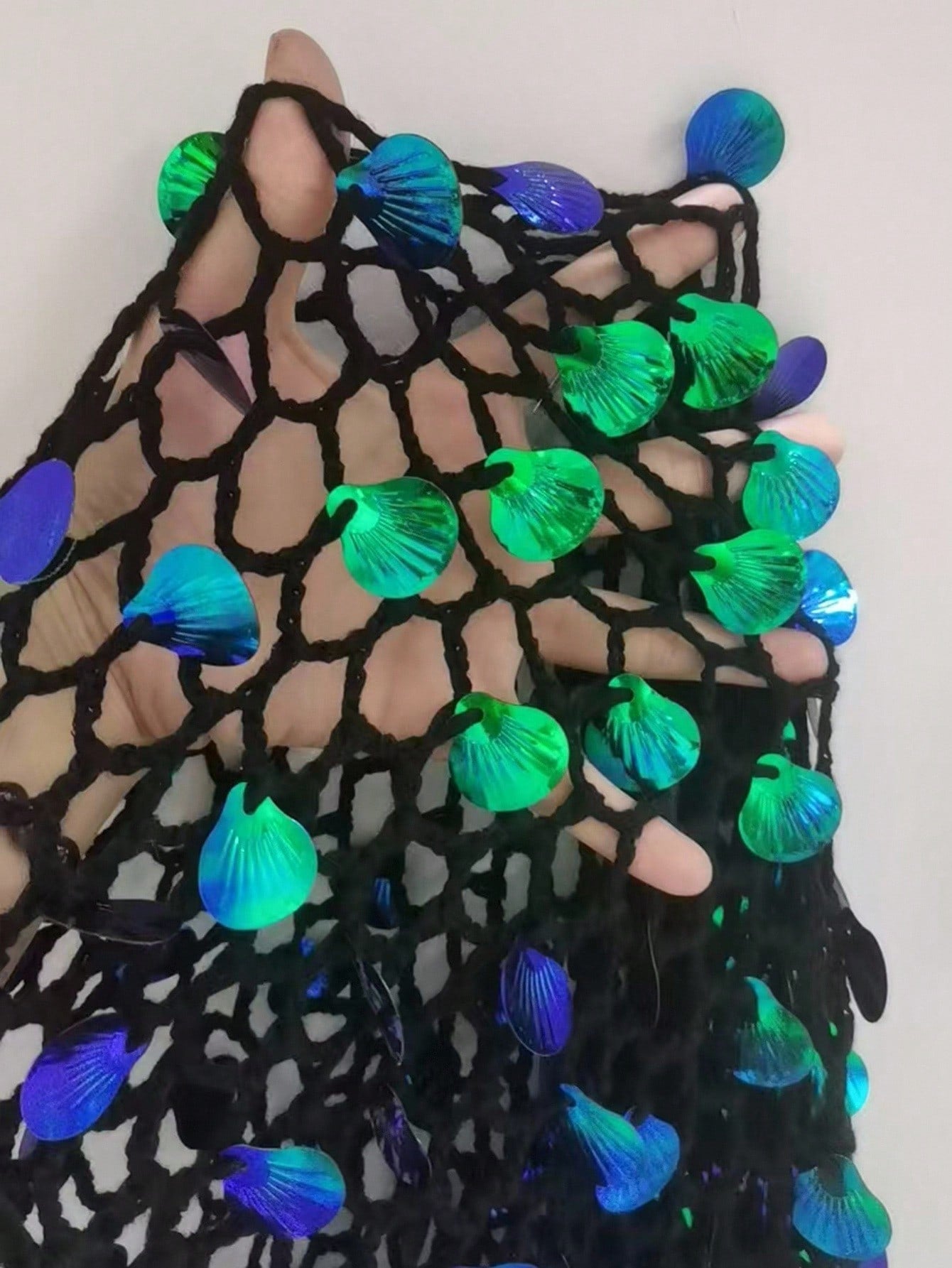 Saída De Praia Saia Midi Crochê Vazado Com Lantejoulas