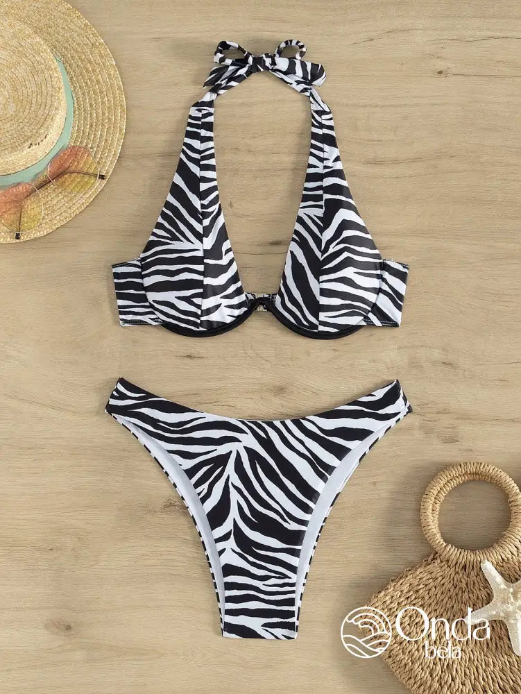 Biquíni Estampa Zebra Com Alça Ajustável E Bojo Biquíni Estampa Zebra Com Alça Ajustável E Bojo