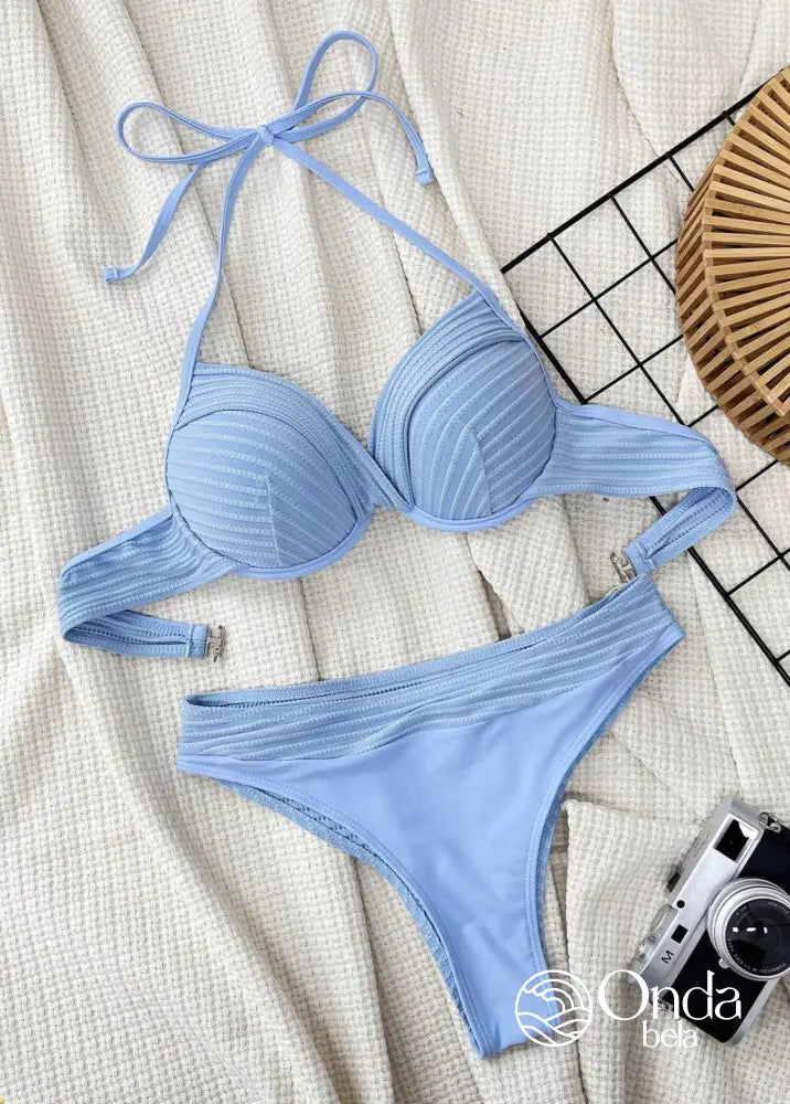 Biquíni Meia Taça Texturizado Cintura Alta Assimétrica Biquíni Meia Taça Texturizado Cintura Alta Assimétrica