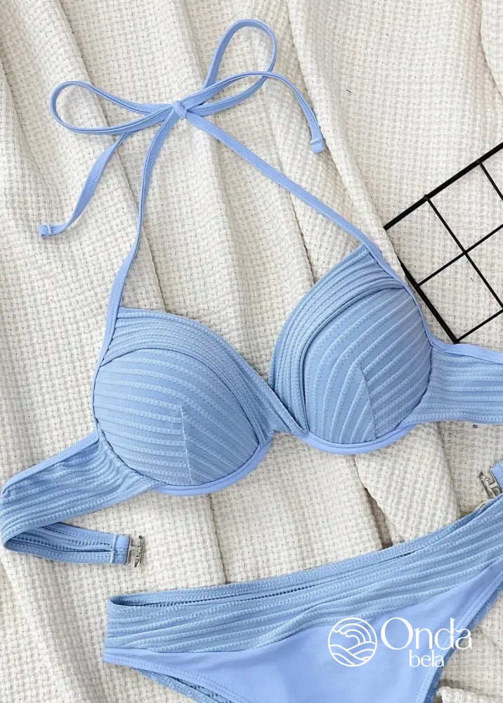 Biquíni Meia Taça Texturizado Cintura Alta Assimétrica Biquíni Meia Taça Texturizado Cintura Alta Assimétrica