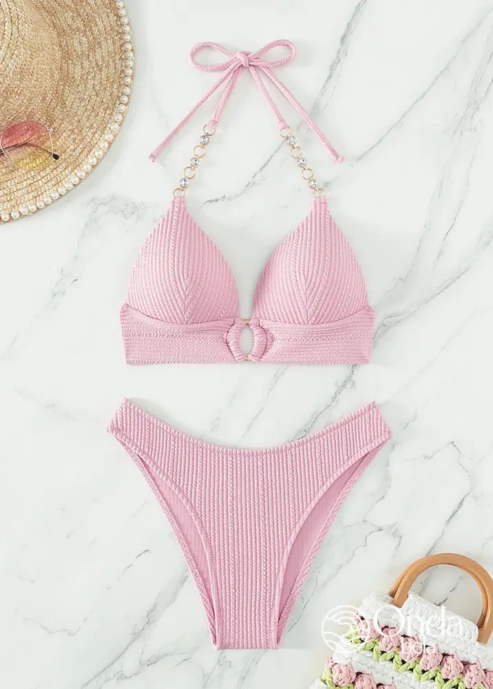 Biquíni Meia Taça Underwire Canelado Com Argola Biquíni Meia Taça Underwire Canelado Com Argola