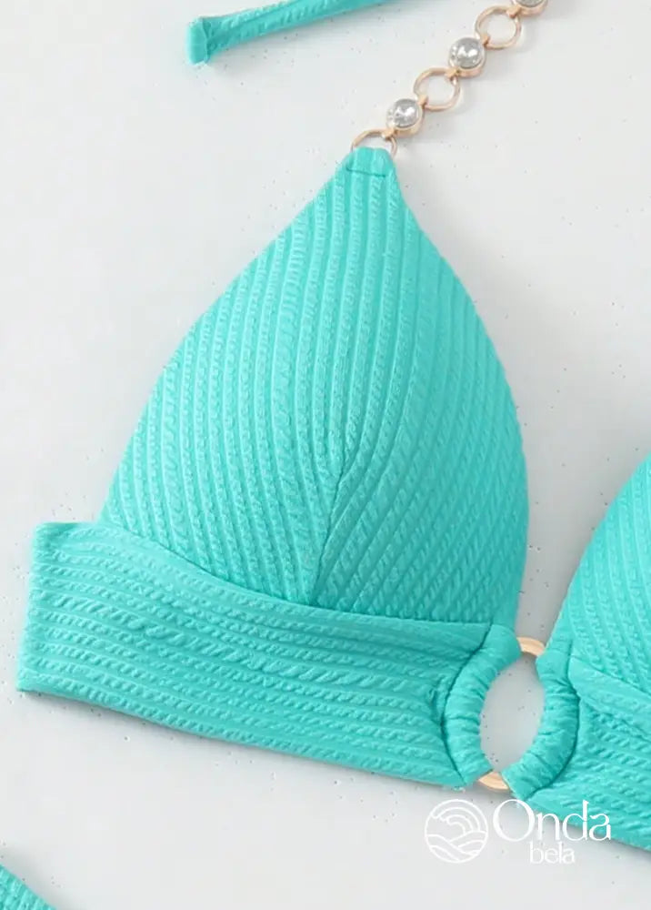 Biquíni Meia Taça Underwire Canelado Com Argola Biquíni Meia Taça Underwire Canelado Com Argola