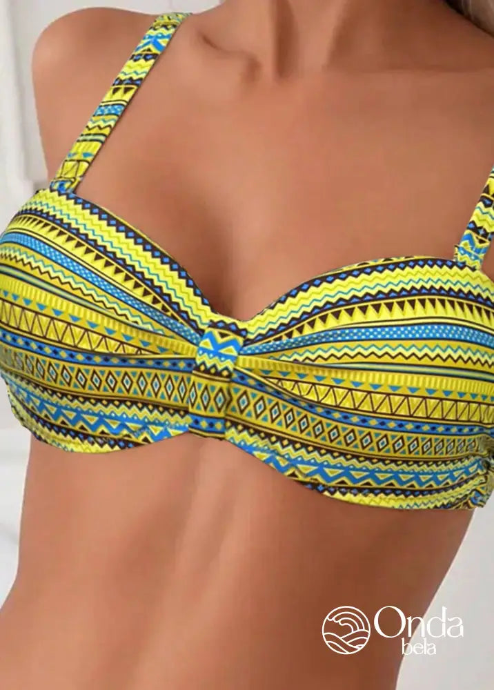 Biquíni Meia Taça Underwire Hot Pant Estampa Étnica Biquíni Meia Taça Underwire Hot Pant Estampa Étnica