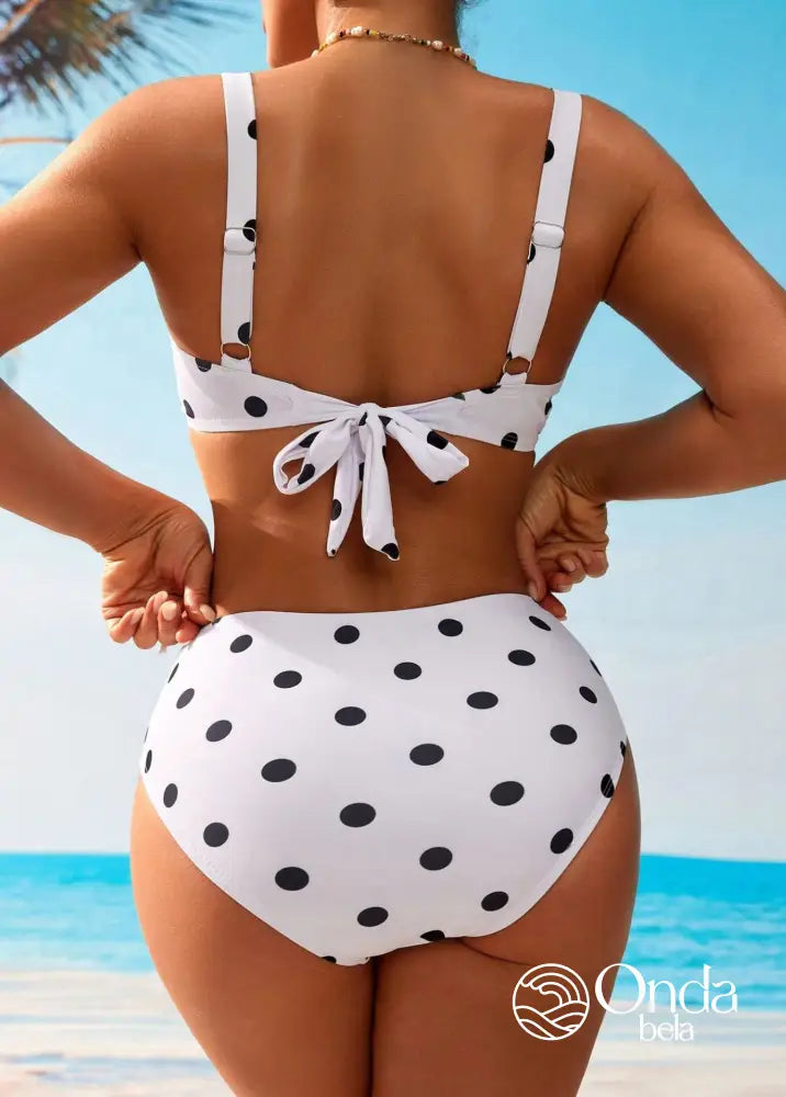 Biquíni Retrô Poá Cintura Alta Com Top Estruturado Biquíni Retrô Poá Cintura Alta Com Top Estruturado