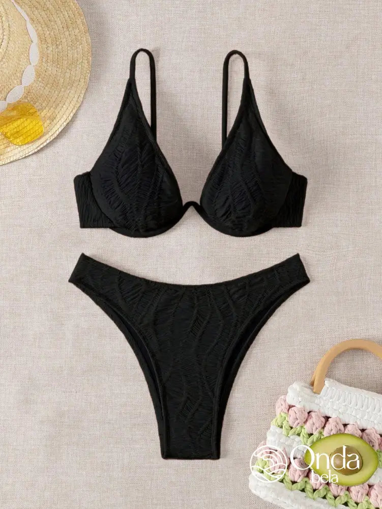 Biquíni Texturizado Com Bojo Estruturado Elegante Biquíni Texturizado Com Bojo Estruturado Elegante