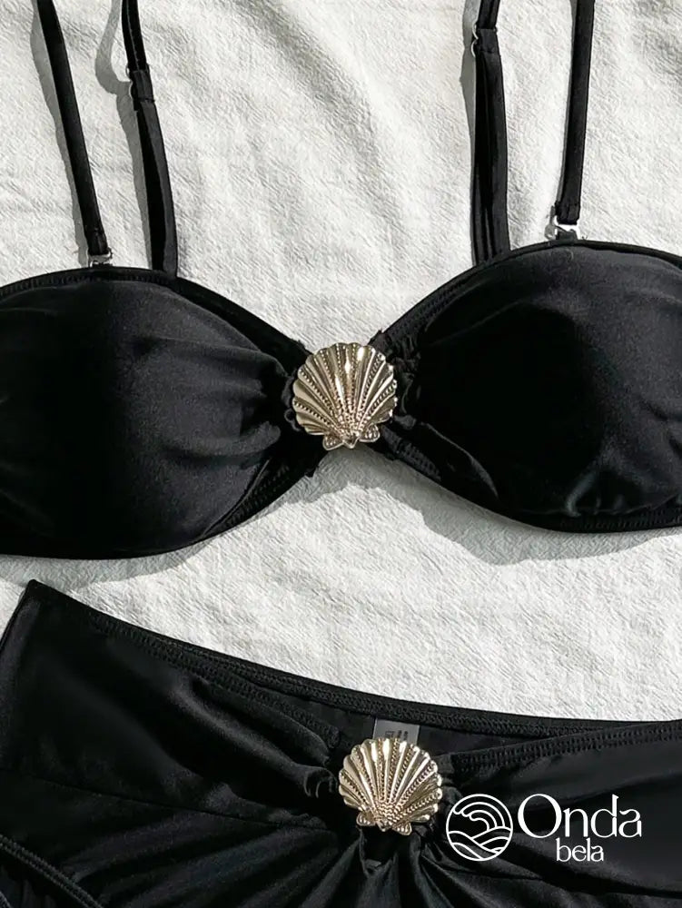 Biquíni Tomara Que Caia Cintura Alta Com Detalhe Concha Biquíni Tomara Que Caia Cintura Alta Com Detalhe Concha