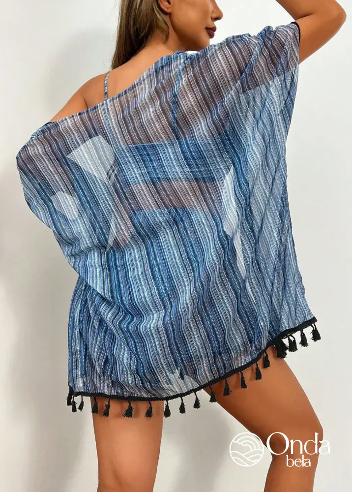 Conjunto 4 Peças Biquíni Kimono E Short Estampa Étnica Conjunto 4 Peças Biquíni Kimono E Short Estampa Étnica