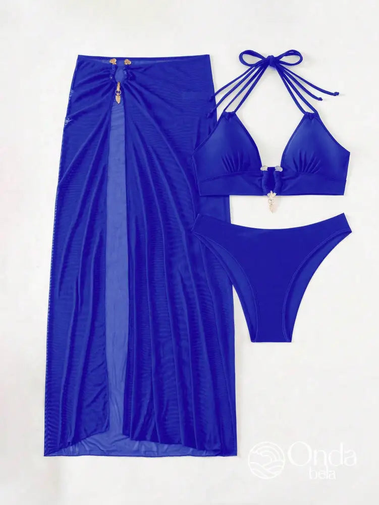 Conjunto Praia Biquíni Com Saia Longa Transparente Conjunto Praia Biquíni Com Saia Longa Transparente