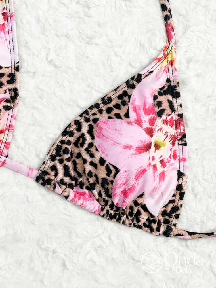 Conjunto Praia Biquíni Floral Animal Print Com Saia E Faixa Conjunto Praia Biquíni Floral Animal Print Com Saia E Faixa