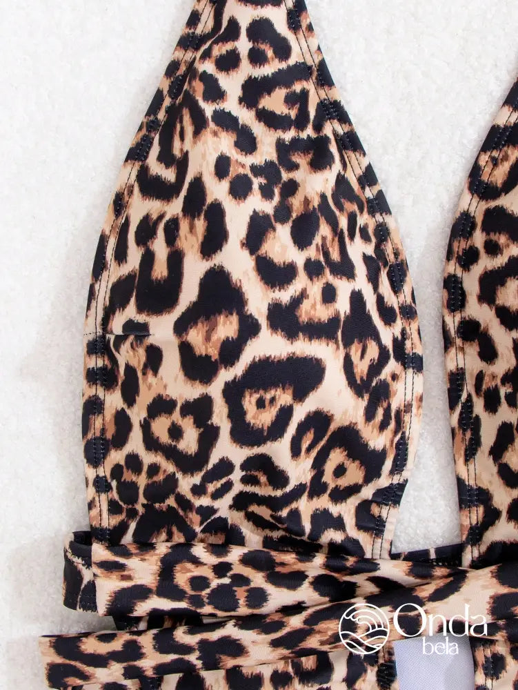 Maiô Animal Print Decote Profundo Com Cinto Faixa Maiô Animal Print Decote Profundo Com Cinto Faixa