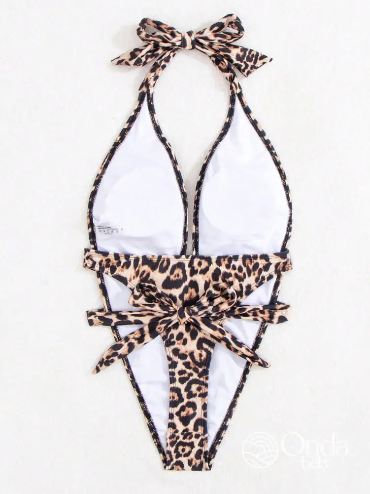 Maiô Animal Print Decote Profundo Com Cinto Faixa Maiô Animal Print Decote Profundo Com Cinto Faixa