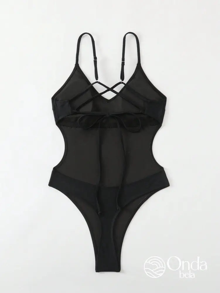 Maiô Cavado Minimalista Com Costas Cruzadas De Tiras Maiô Cavado Minimalista Com Costas Cruzadas De Tiras