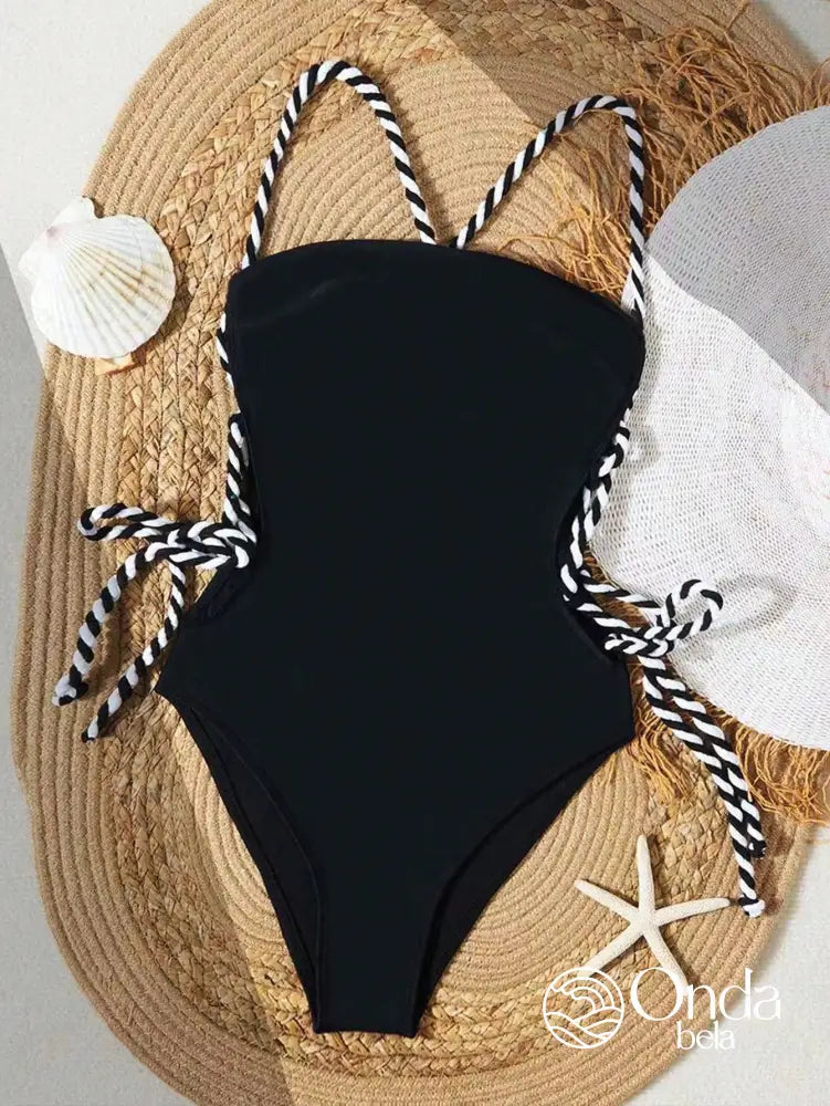 Maiô Tomara Que Caia Com Laterais Ajustáveis E Alças Trançadas Maiô Tomara Que Caia Com Laterais Ajustáveis E Alças