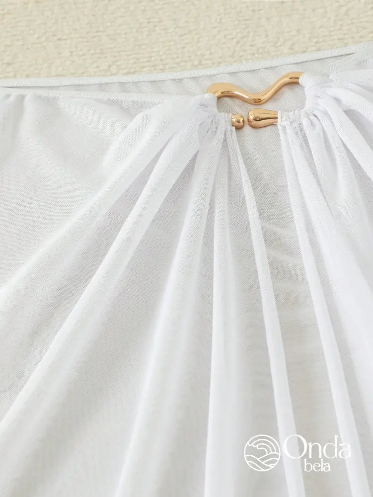 Saída De Praia Saia Longa Tule Transparente Com Fenda Saída De Praia Saia Longa Tule Transparente Com Fenda