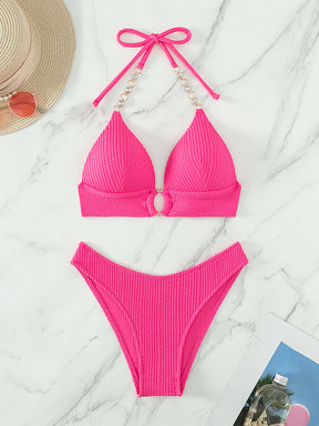 Biquíni Meia Taça Underwire Canelado Com Argola
