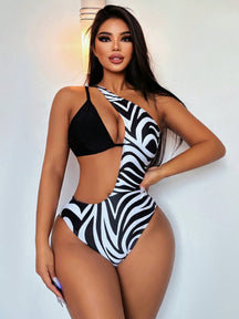 Maiô Assimétrico Um Ombro Só Estampa Animal Print