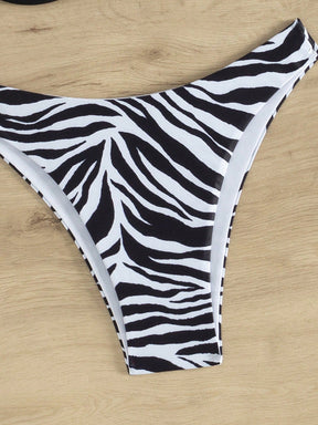 Biquíni Estampa Zebra Com Alça Ajustável E Bojo