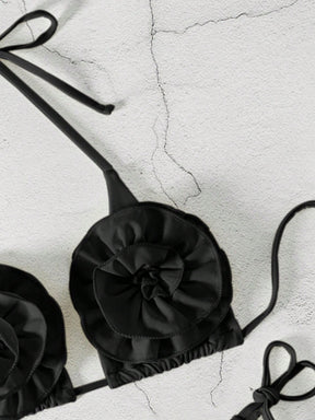 Biquíni Triângulo Com Apliques De Flores Volumosas