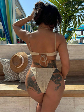 Biquíni Meia Taça Underwire Texturizado Com Amarração