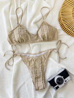 Biquíni Meia Taça Underwire Texturizado Com Amarração