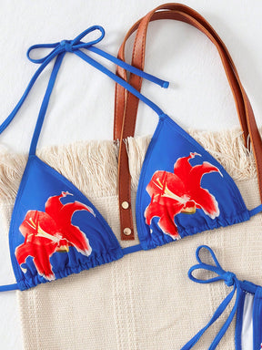 Biquíni Triângulo String Estampa Floral Com Amarração