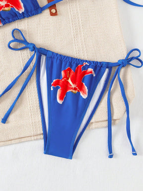 Biquíni Triângulo String Estampa Floral Com Amarração