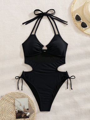 Maiô Monokini Com Recorte Central E Argola Decorativa