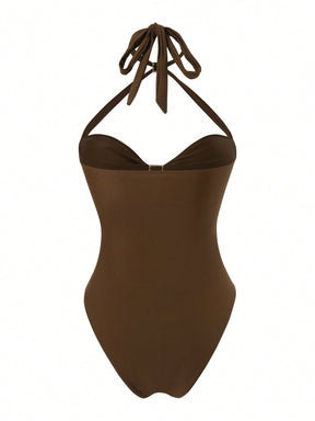 Maiô Monokini Com Recortes E Detalhes De Argolas
