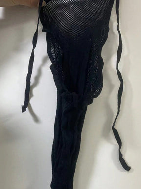 Saída De Praia Curta Em Tela Vazada Fishnet