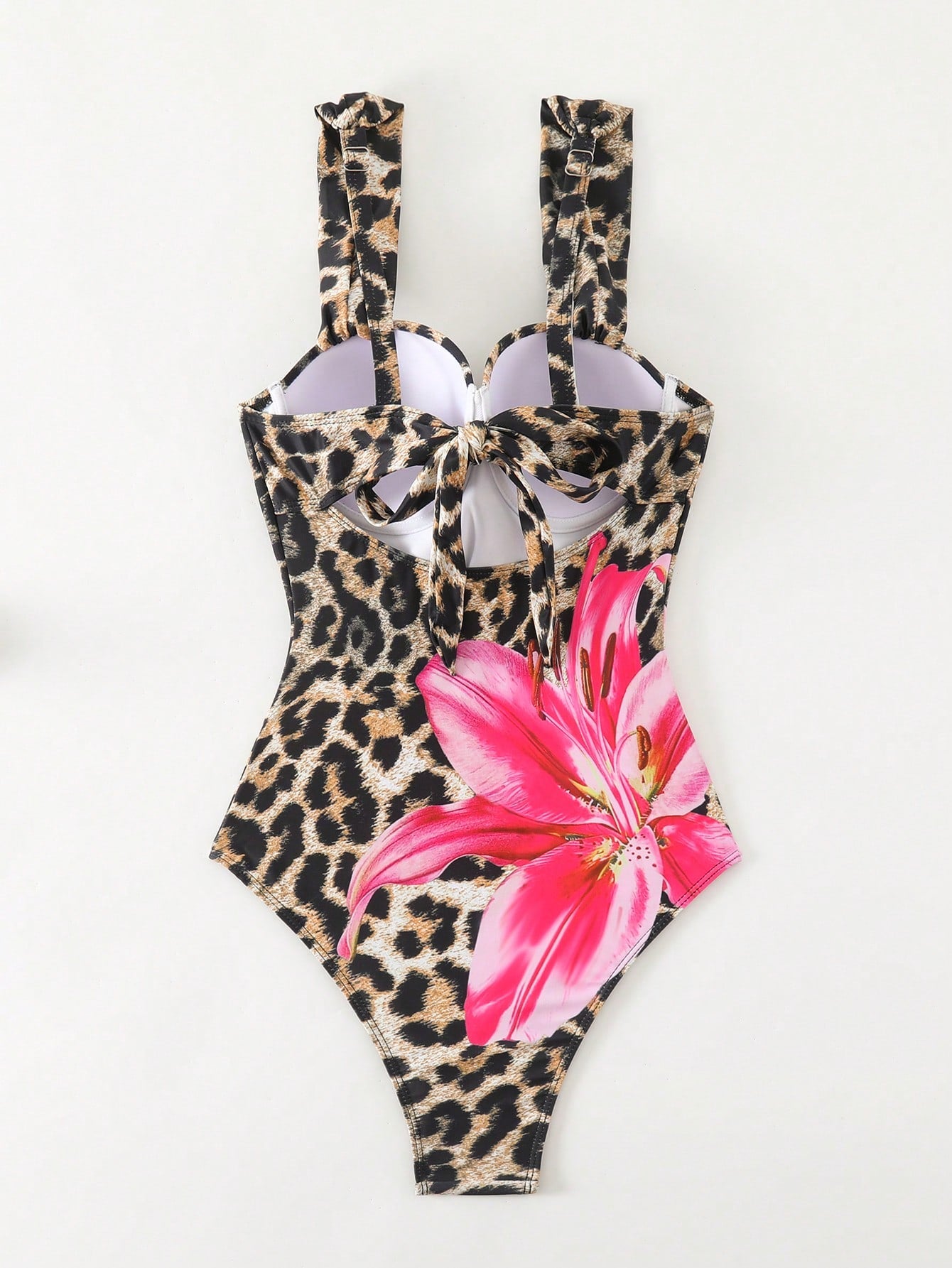 Maiô Animal Print Com Bojo Estruturado E Detalhe Floral