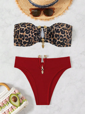 Biquíni Tomara Que Caia Animal Print Com Argolas Douradas