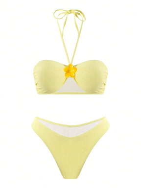 Conjunto Praia Biquíni Tomara Que Caia Com Saia Longa Floral