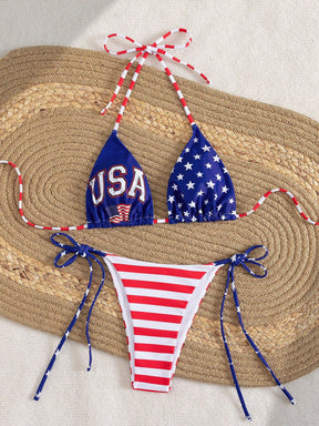 Biquíni Triângulo String Estampado Estados Unidos