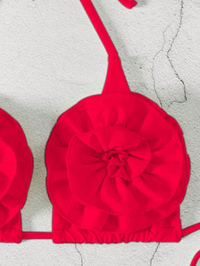 Biquíni Triângulo Com Apliques De Flores Volumosas
