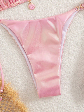 Biquíni Triângulo String Acetinado Com Ponteiras