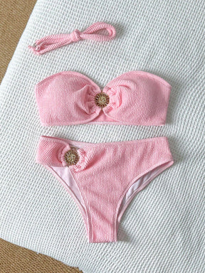 Biquíni Meia Taça Underwire Canelado Com Aviamentos