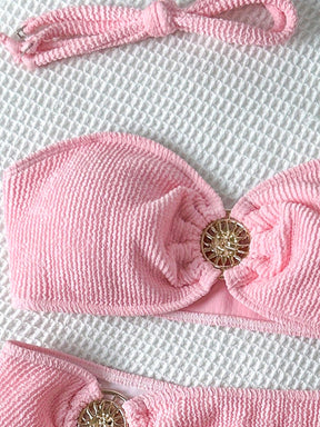 Biquíni Meia Taça Underwire Canelado Com Aviamentos
