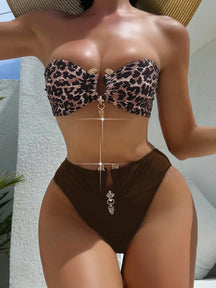 Biquíni Tomara Que Caia Animal Print Com Argolas Douradas
