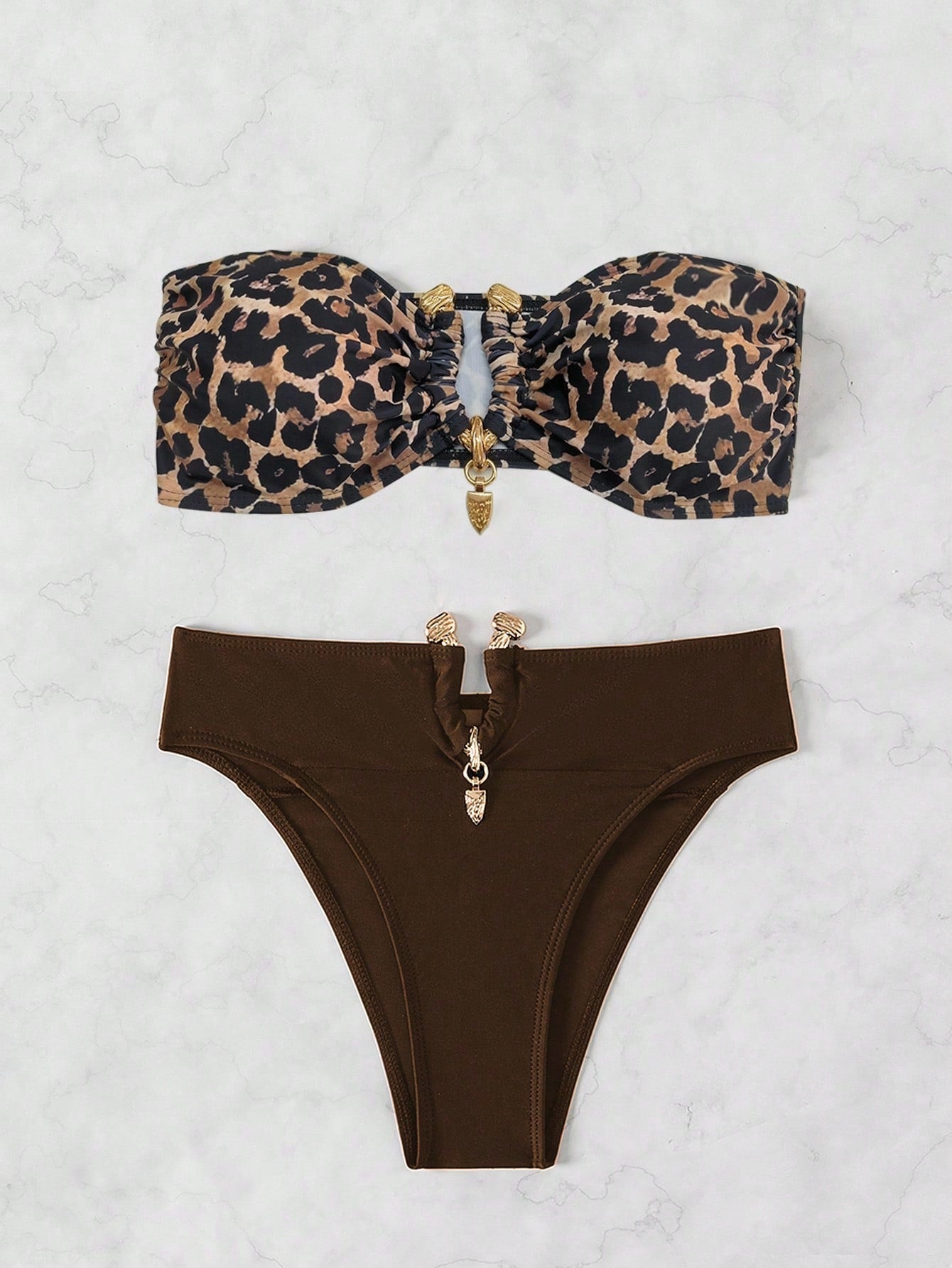 Biquíni Tomara Que Caia Animal Print Com Argolas Douradas