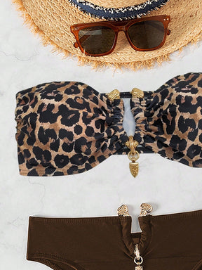Biquíni Tomara Que Caia Animal Print Com Argolas Douradas