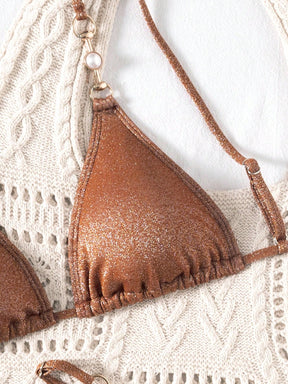 Biquíni Triângulo String Com Argolas Decorativas