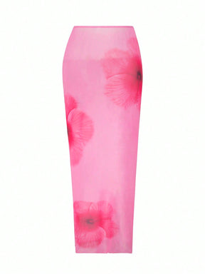 Conjunto Praia Biquíni Tomara Que Caia Com Saia Longa Floral